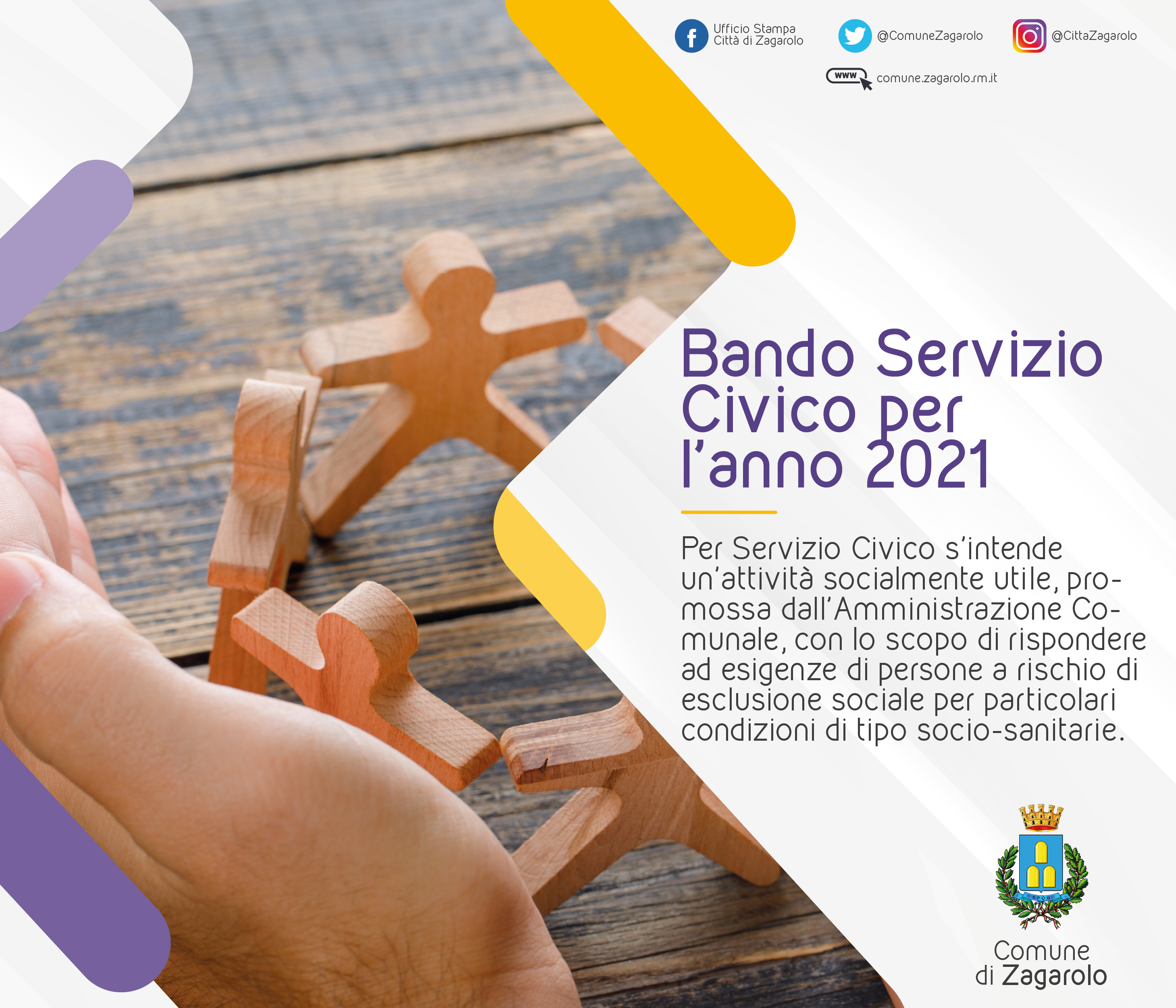 COMUNE DI ZAGAROLO - BANDO SERVIZIO CIVICO 2021
